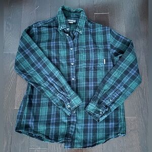 Eddie Bauer 100% Cotton Green Plaid Flannel Shirt | Sz M | Cabincore Fall Layers